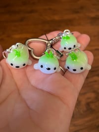 Image 1 of Seal charm, Polymer clay charm, Kawaii sprout seal keychain, Seal knitting charm