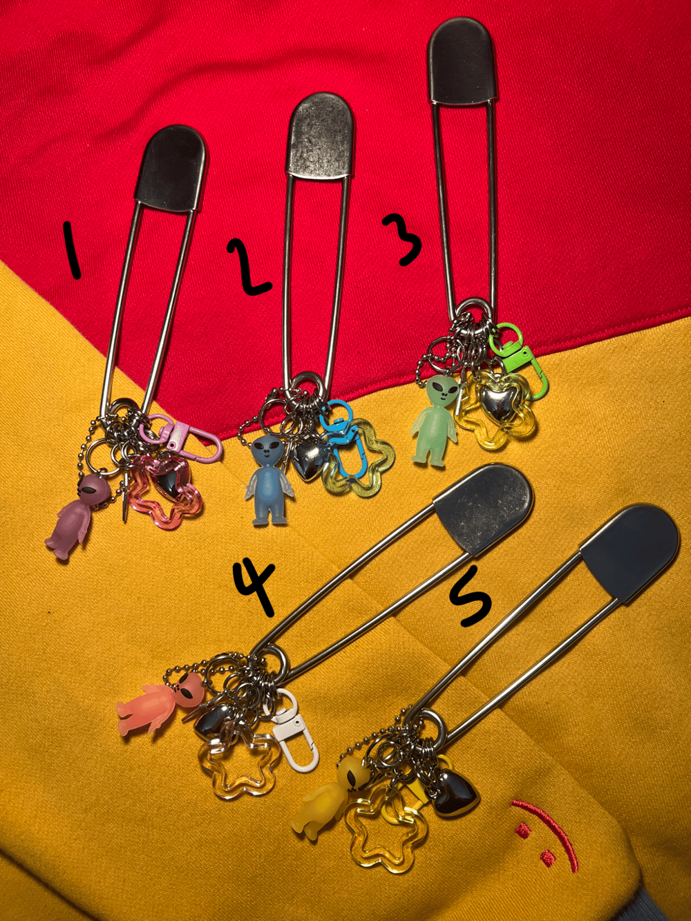 safety pin bag charms (variety!)