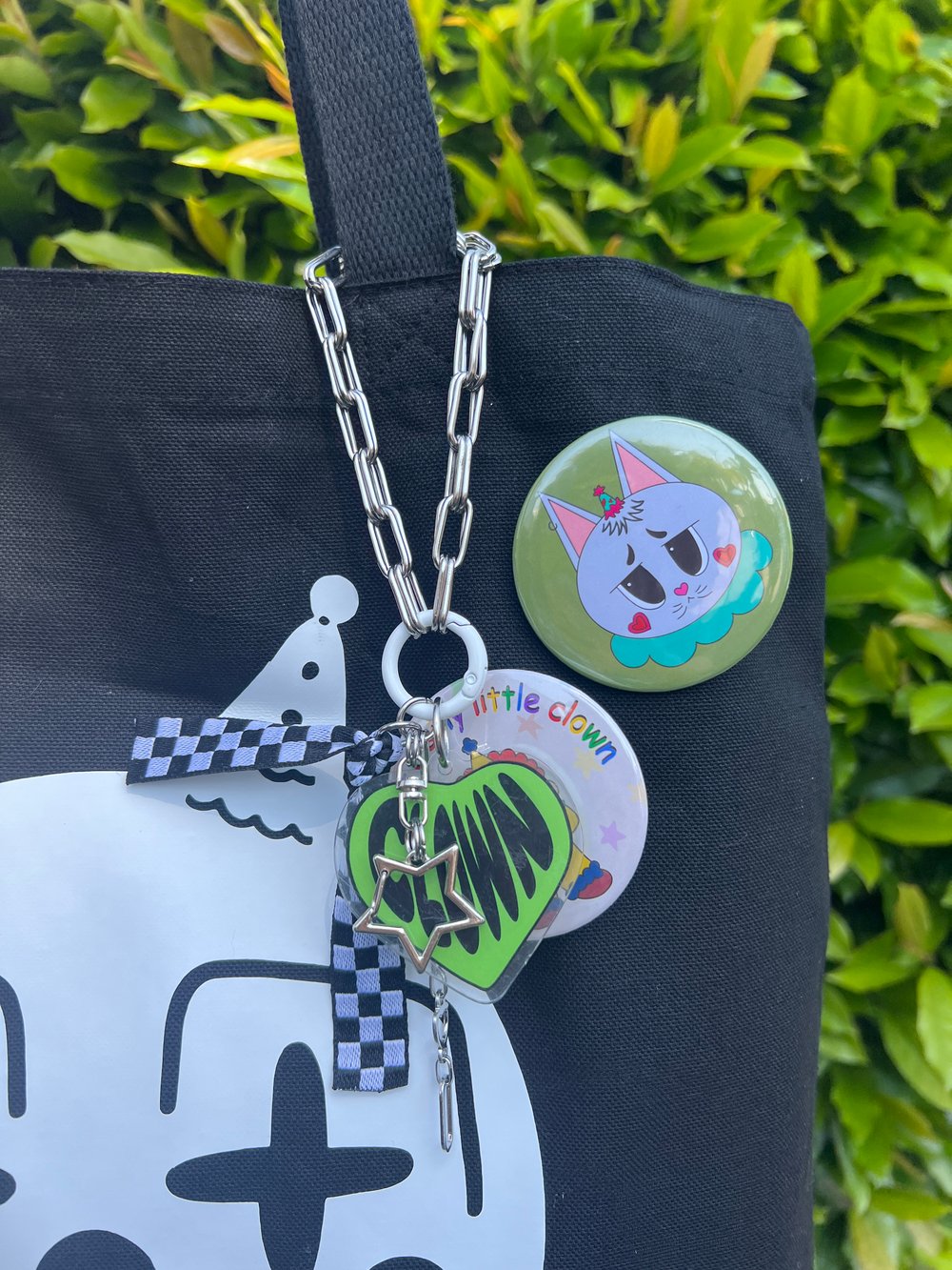 clown (green heart) bag chain!