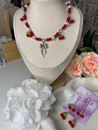 Image 4 of Fruit and bow clam style choker necklace collection, cherry necklace, bow necklace choker