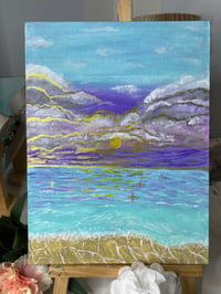 Image 5 of Ocean painting 9 x 12" canva panel