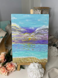 Image 2 of Ocean painting 9 x 12" canva panel