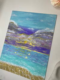 Image 4 of Ocean painting 9 x 12" canva panel