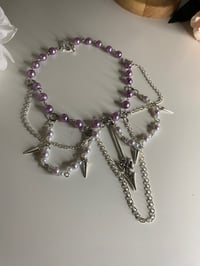 Image 4 of Red Black sword necklace choker, Purple sword necklace chokers 