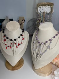 Image 2 of Red Black sword necklace choker, Purple sword necklace chokers 