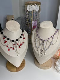 Image 1 of Red Black sword necklace choker, Purple sword necklace chokers 