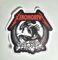 Image 1 of Xenomorph Aliens With Metallica Font Matte Vinyl Sticker