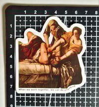 Image 2 of Women Working Together To Decapitate Die Cut Matte Vinyl Sticker