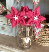 Image 2 of #7 Rustic Forever Flowers Bright Pink hessian