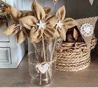 Image 1 of #6  Rustic "Forever Flowers" Natural Hessian