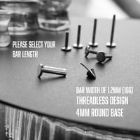 Image 3 of Implant Grade Titanium - Threadless Bar - Ear Piercing Jewellery - Nose Stud - Gem Bar Piercing