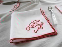 Image 4 of Hand Embroidered Fragile Rabbit Luncheon napkins (Set of 4)