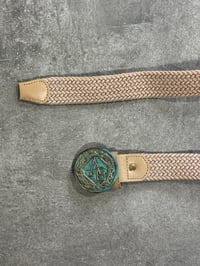 Image 4 of ESSENTIAE METALLUM BRONZE logo Rope Belt - Green/Beige