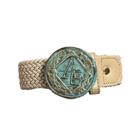Image 1 of ESSENTIAE METALLUM BRONZE logo Rope Belt - Green/Beige