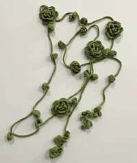 Image 1 of Handmade Rose Crochet Scarf Green 
