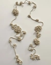 Image 1 of Handmade Rose Crochet Scarf Creme 