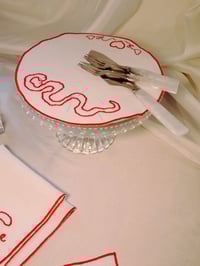 Image 4 of Round Hand Embroidered Snake Placemat