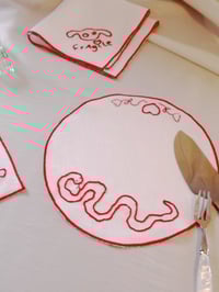 Image 5 of Round Hand Embroidered Snake Placemat