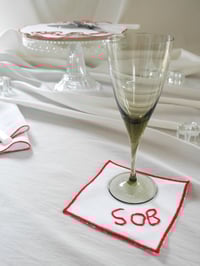 Image 5 of Hand Embroidered SOB Cocktail Napkins (Set of 4)