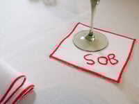 Image 2 of Hand Embroidered SOB Cocktail Napkins (Set of 4)