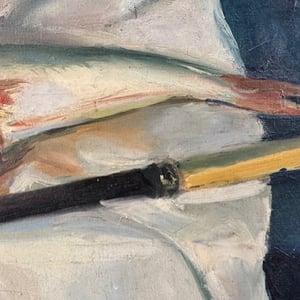 Image of Early 20th C French Oil Painting,' Fishes and Wine.'