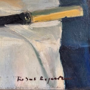 Image of Early 20th C French Oil Painting,' Fishes and Wine.'