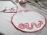 Image 2 of Round Hand Embroidered Snake Placemat