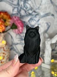 Image 1 of Black Obsidian Cat Carving