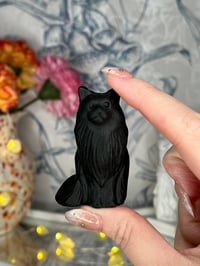 Image 2 of Black Obsidian Cat Carving