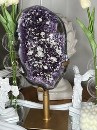 Image 1 of Amethyst and Calcite on Stand