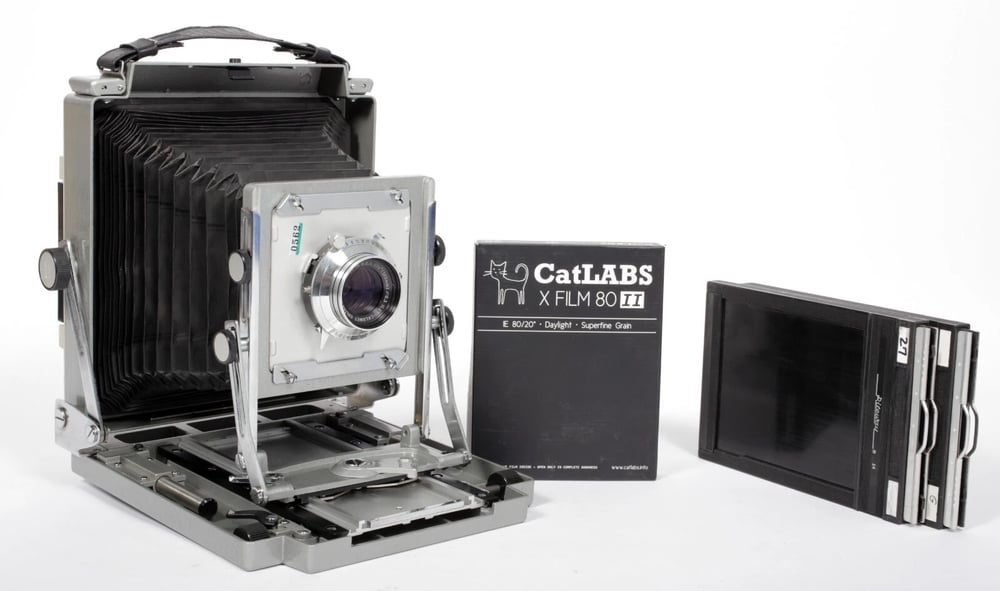 Image of Toyo 4X5 metal field camera with 165mm F6.3 Ilex lens + holders + Film #0562