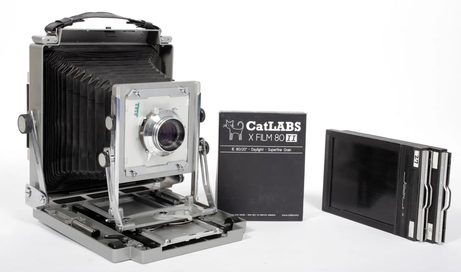 Image of Toyo 4X5 metal field camera with 165mm F6.3 Ilex lens + holders + Film #0562