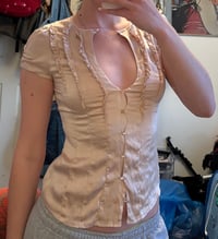 Image 5 of bebe keyhole silk blouse