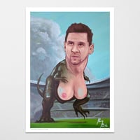 Lionel Messi Voluptuous Dinosaur (signed print)