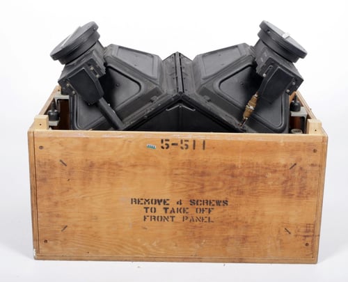 Image of US Air Force high alt. balloon reconnaissance dual duplex aerial camera in crate #0569