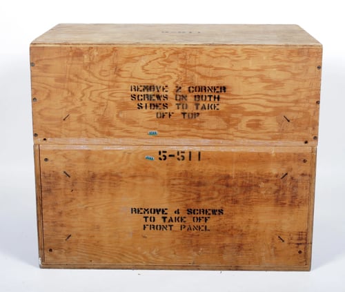 Image of US Air Force high alt. balloon reconnaissance dual duplex aerial camera in crate #0569