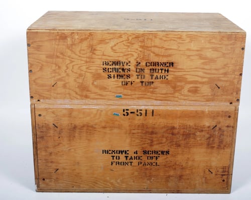 Image of US Air Force high alt. balloon reconnaissance dual duplex aerial camera in crate #0569