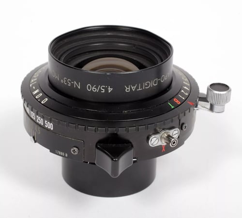 Image of Schneider Apo Digitar 90mm F4.5 N-53° MC Macro lens in Copal #0 shutter #8493