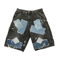 Image 1 of Black Denim Patch Shorts