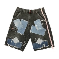 Image 4 of Black Denim Patch Shorts