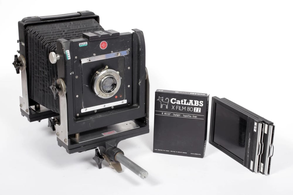 Image of Calumet CC401 4X5 monorail camera with 127mm lens + FILM + HOLDERS #0612