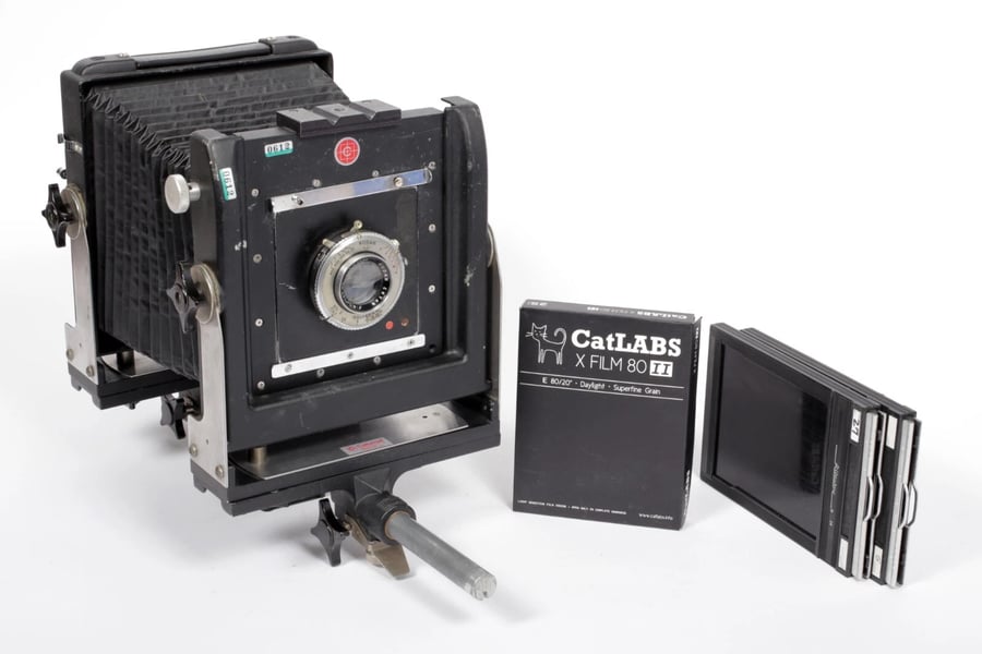 Image of Calumet CC401 4X5 monorail camera with 127mm lens + FILM + HOLDERS #0612