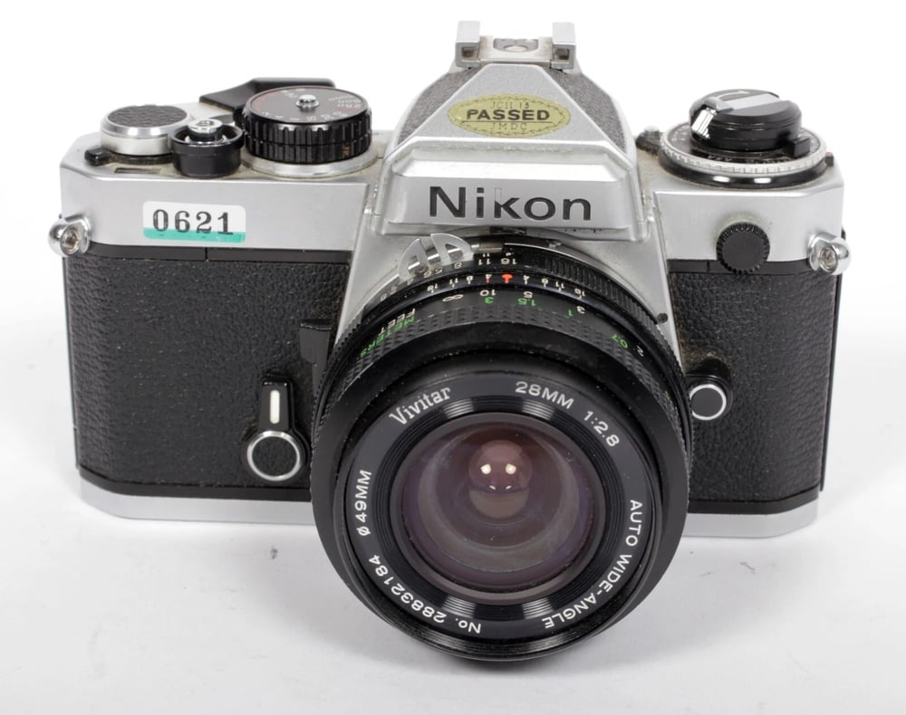 Image of Nikon FE 35mm SLR film camera with 28mm F2.8 lens #0621