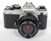 Image 1 of Nikon FE 35mm SLR film camera with 28mm F2.8 lens #0621