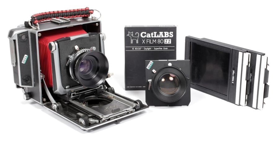 Image of Linhof Technika V 4X5 camera w/ 150mm+210mm APO MC Lenses +film +holders Fresnel #0641