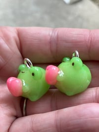 Image 3 of Frog charm, Polymer clay charm, Kawaii frog knitting charm/stitch marker, Frog phone charm