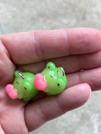 Image 4 of Frog charm, Polymer clay charm, Kawaii frog knitting charm/stitch marker, Frog phone charm