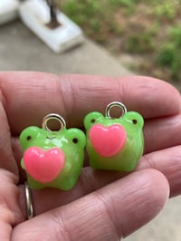 Image 2 of Frog charm, Polymer clay charm, Kawaii frog knitting charm/stitch marker, Frog phone charm