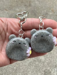 Image 2 of Worry bear stone charm, Polymer clay charm, Worry stone keychain, Kawaii bear keychain