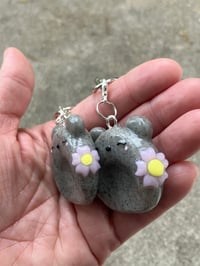 Image 3 of Worry bear stone charm, Polymer clay charm, Worry stone keychain, Kawaii bear keychain